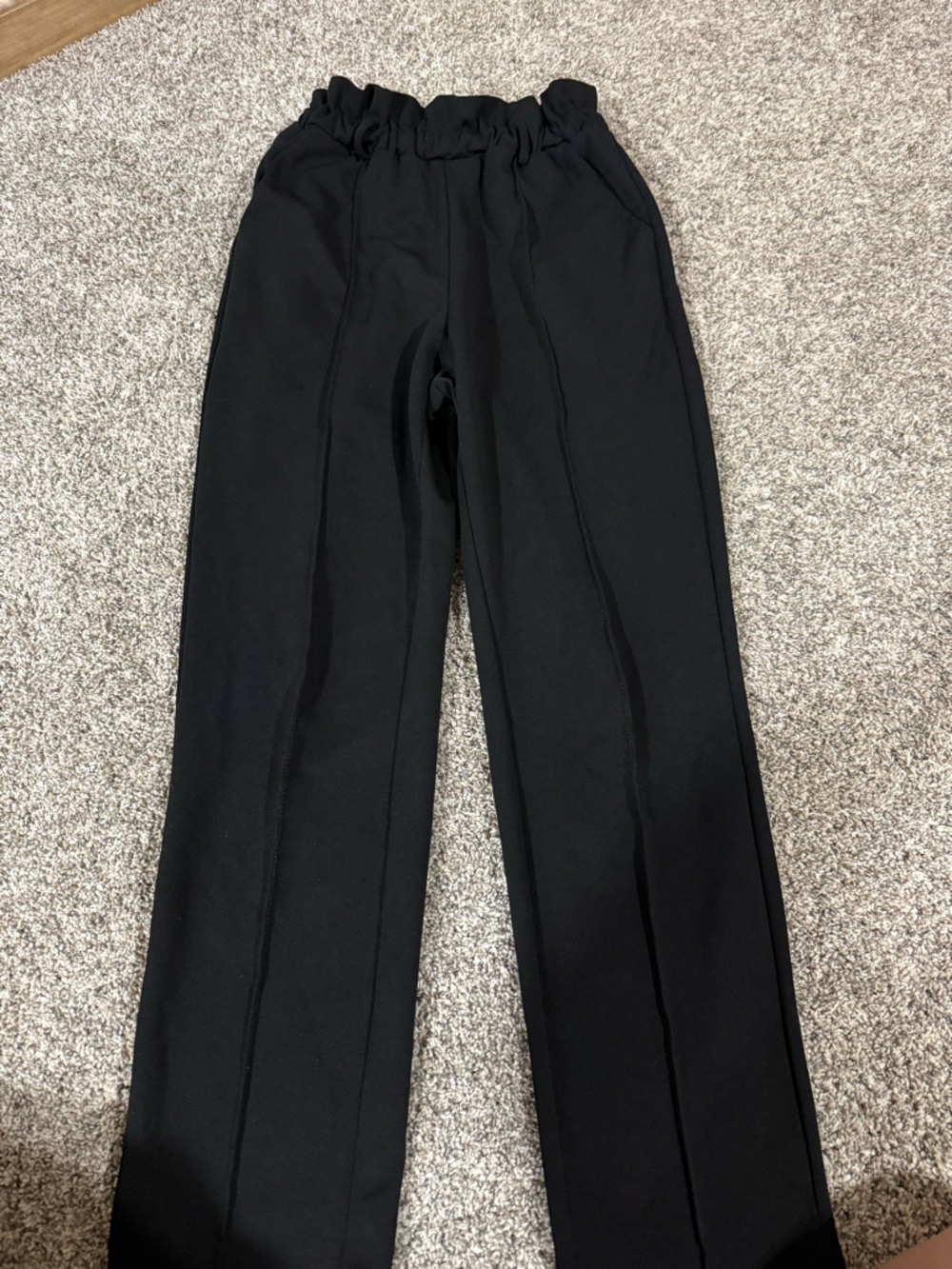SHEIN Black Elastic Waist Straight-Leg Dress Pants